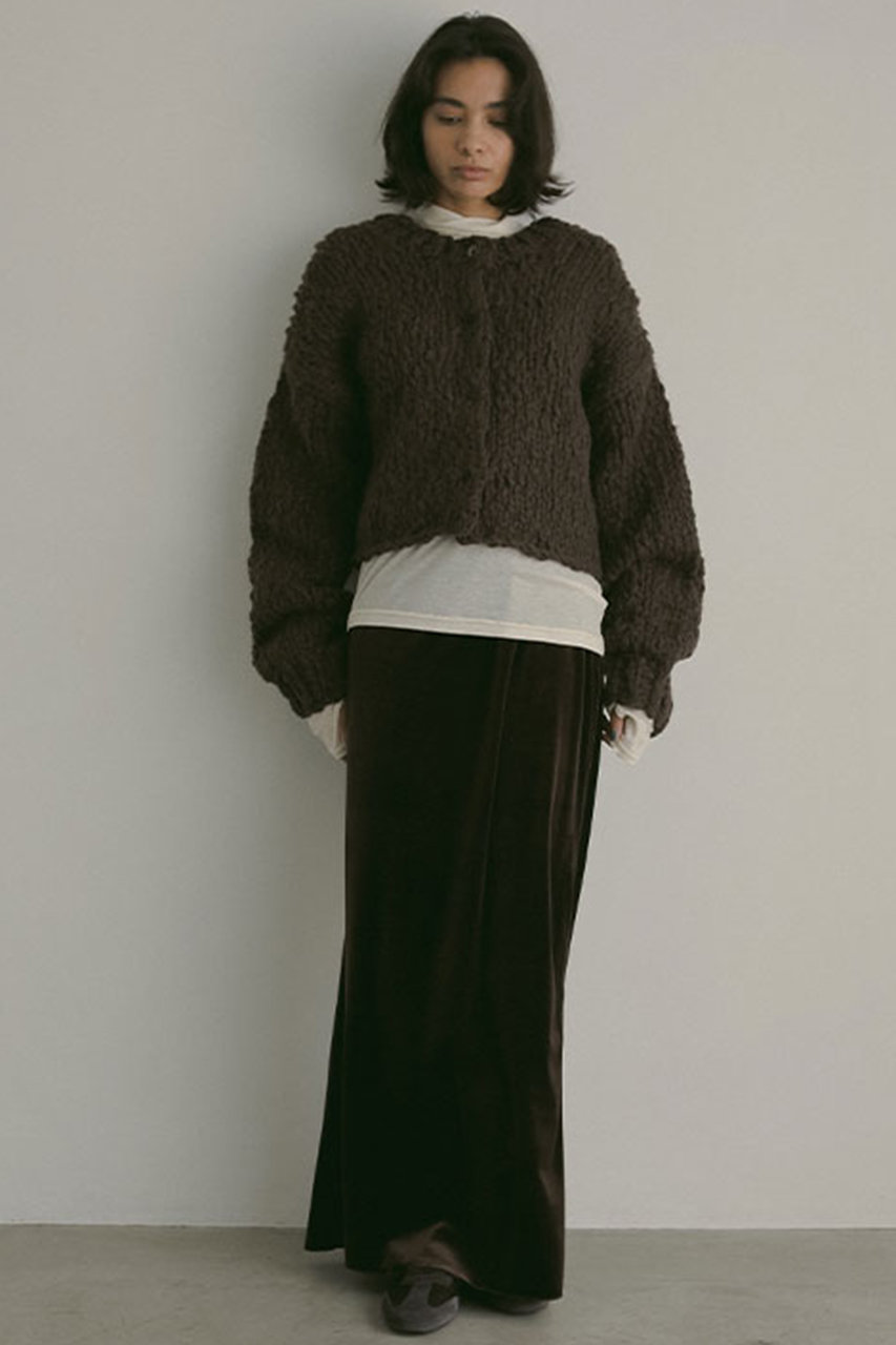 ETRE TOKYO Iラインベロアスカート ETRE TOKYO(エトレトウキョウ)｜Iラインベロアスカート/ブラウン