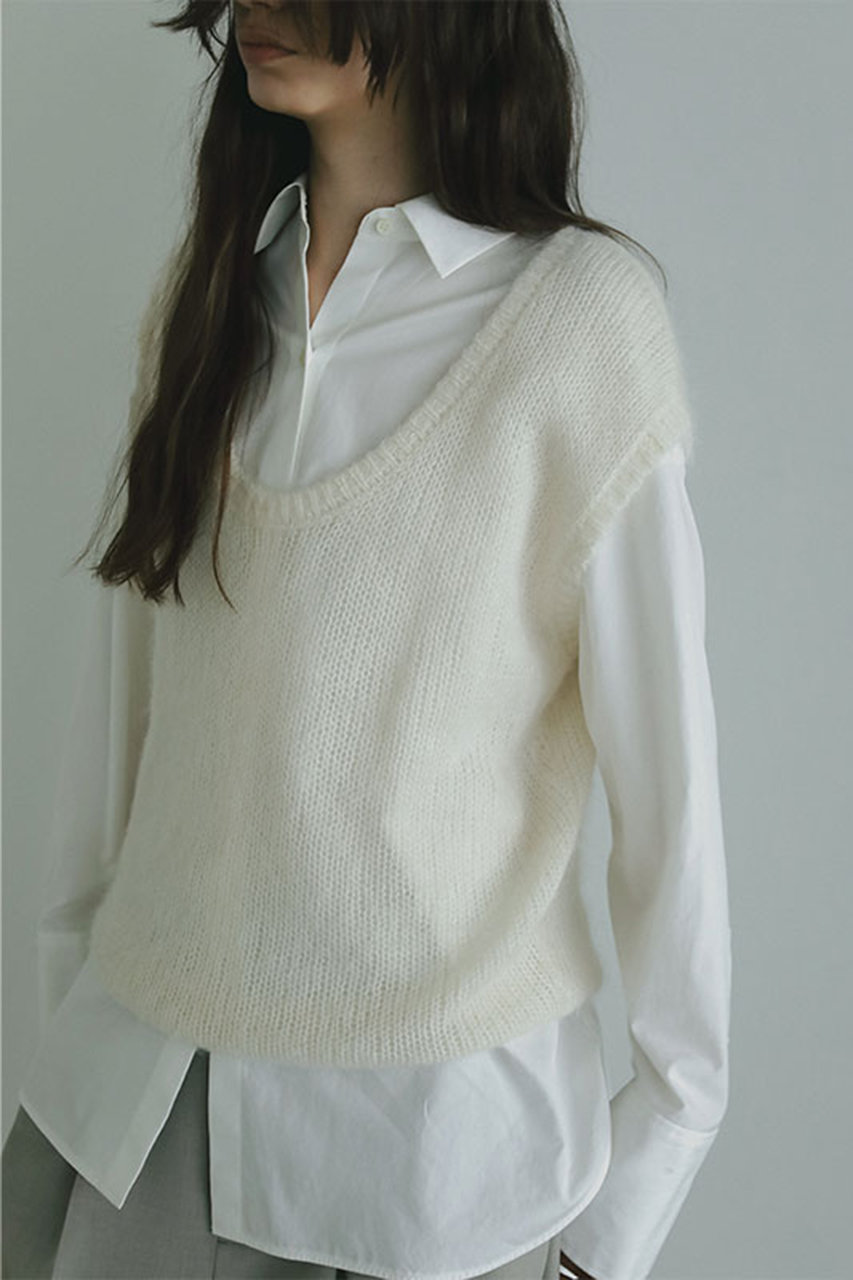 ETRE TOKYO スーパーキッドモヘヤスリーブレスニットプルオーバー (ホワイト, F) エトレトウキョウ ELLE SHOP ETRE TOKYO スーパーキッドモヘヤスリーブレスニットプルオーバー (ホワイト, F) エトレトウキョウ ELLE SHOP