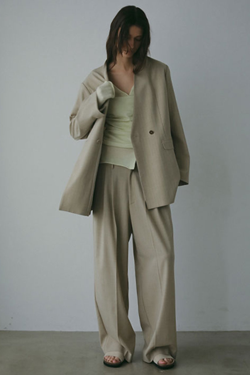 ETRE' TOKYO ノーカラージャケット Mサイズ ベージュ ETRE TOKYO ジャケット ノーカラージャケット リネンノーカラー