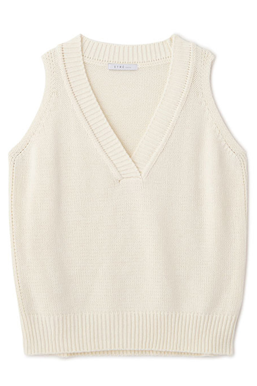 ETRE TOKYO 25AW Vネックスリーブレスニットプルオーバー ホワイト Vネックスリーブレスニットプルオーバー(F WHITE): トップス │ ETRE