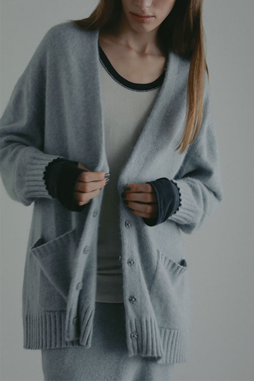 プレーンステッチVネックニットカーディガン