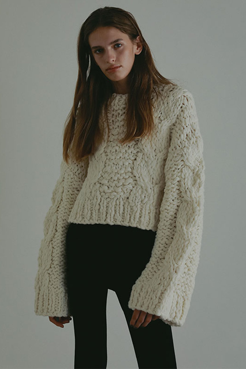 エトレトウキョウ/ETRE TOKYOのハンドニットケーブルプルオーバー(ホワイト/1225511072-0)