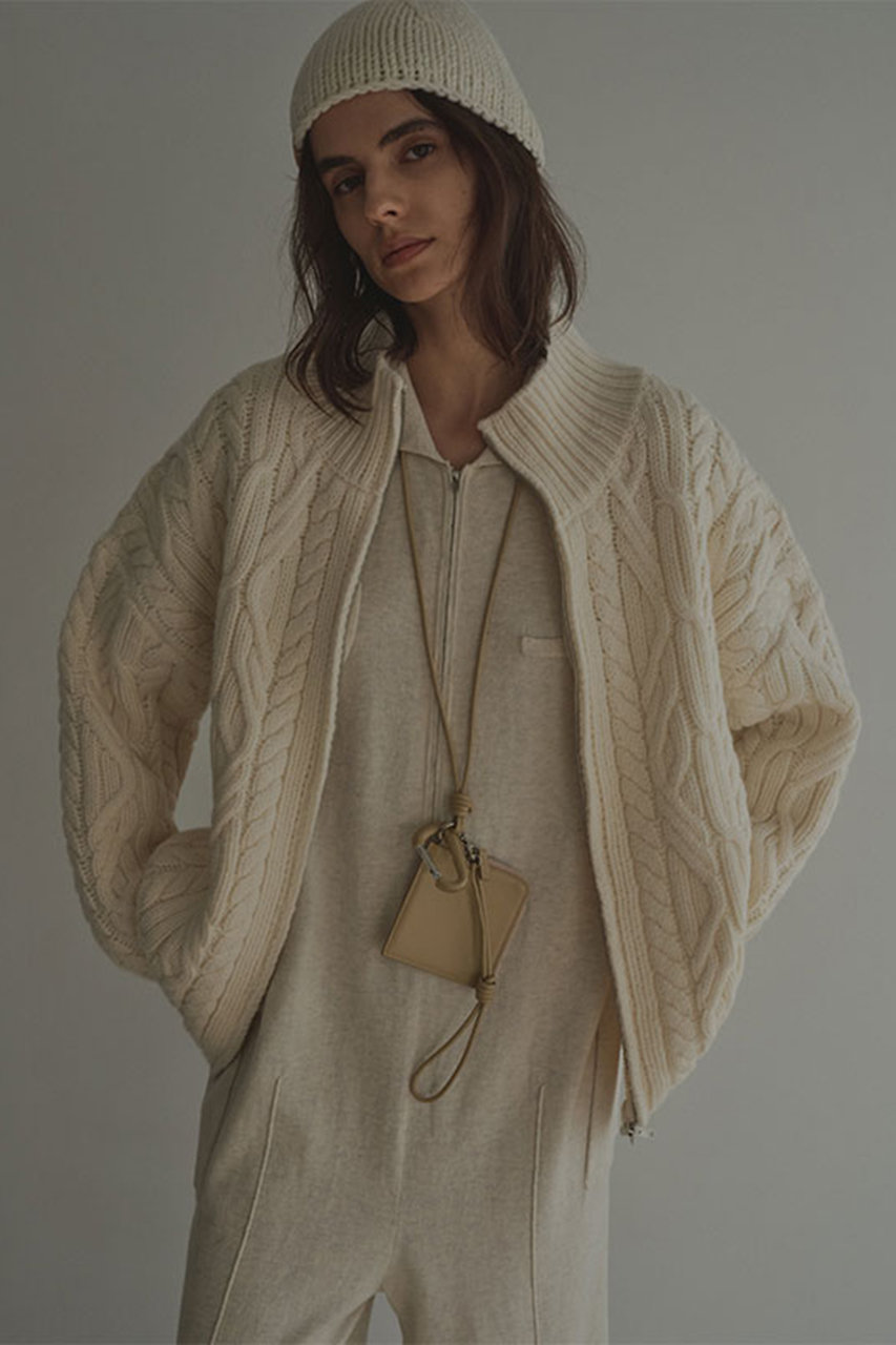 エトレトウキョウ/ETRE TOKYOのダブルジップケーブルニットカーディガン(オフホワイト/1225604152-0)