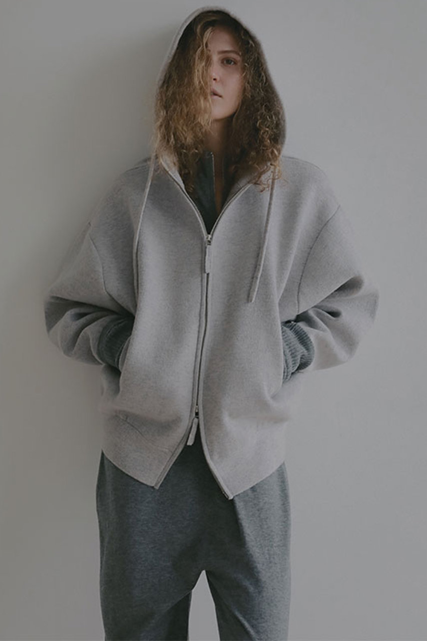 エトレトウキョウ/ETRE TOKYOのダブルフェイスオーバーサイズニットパーカー(ライトグレー/1225611165-0)