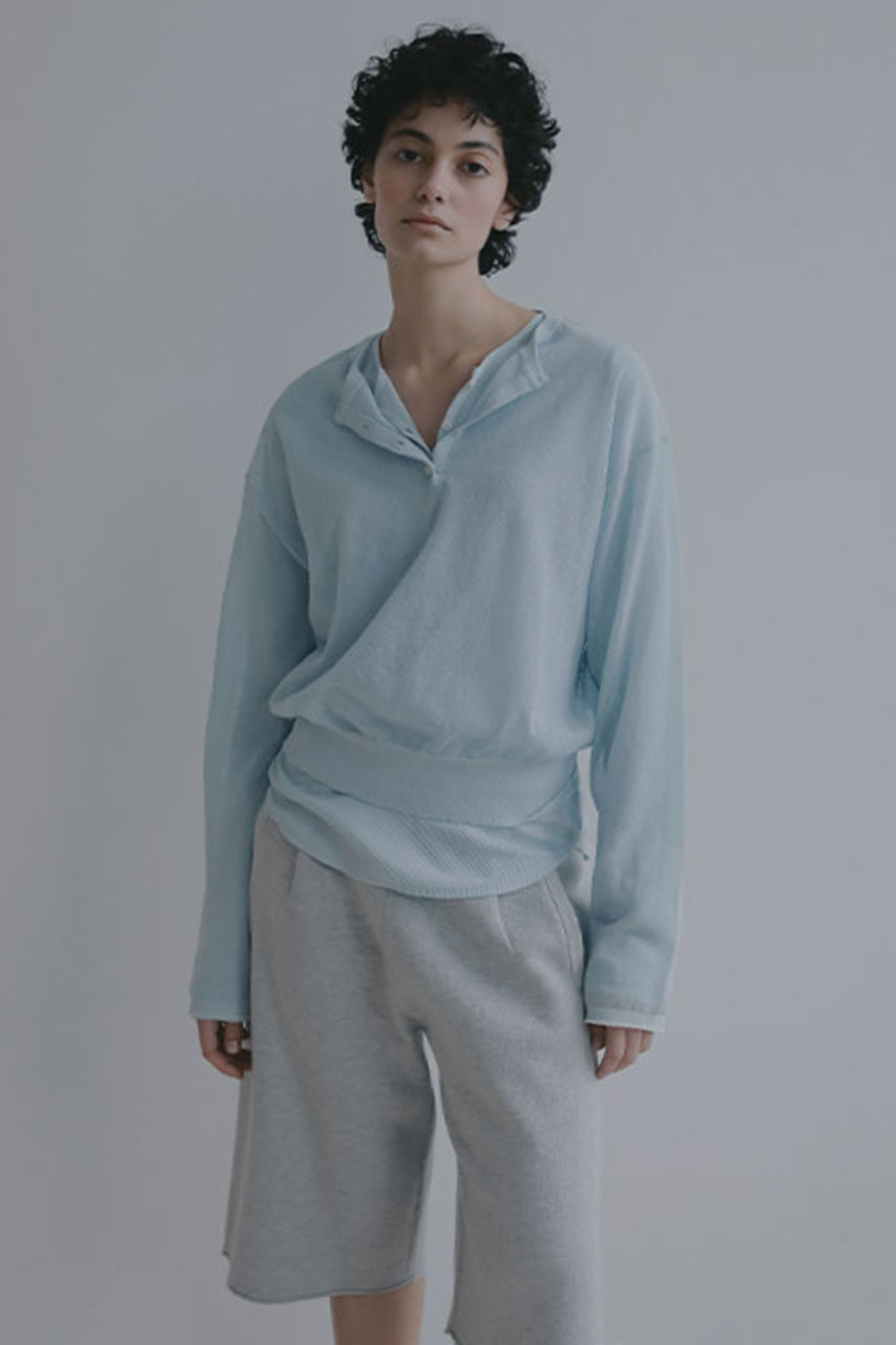 ヘンリーネックシアーニットプルオーバー