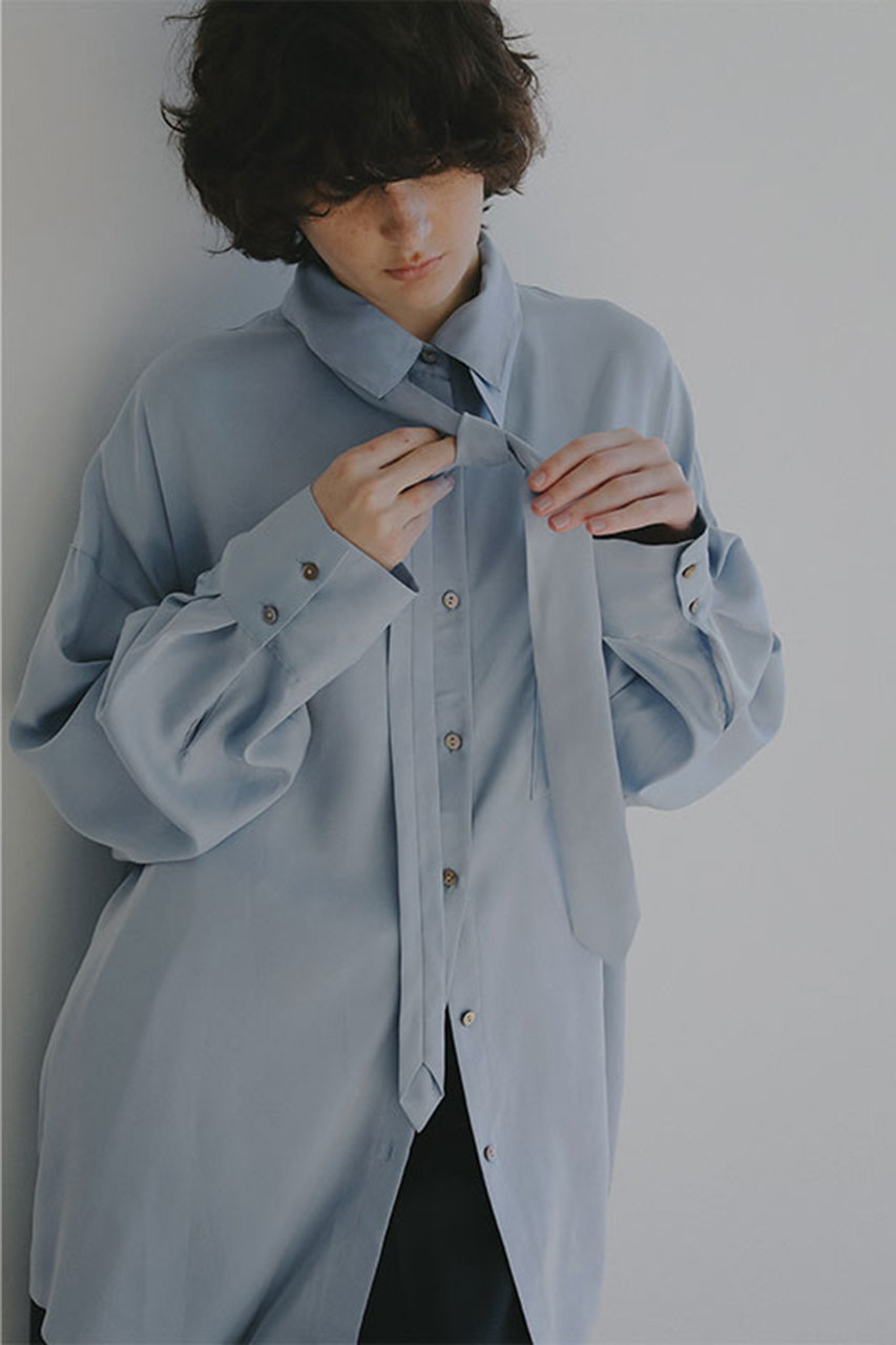 etre tokyo バックスリットボリュームシャツ ブルー ETRE TOKYO - スリットスリーブストライプシャツ - BLUE | ADDICT WEB SHOP