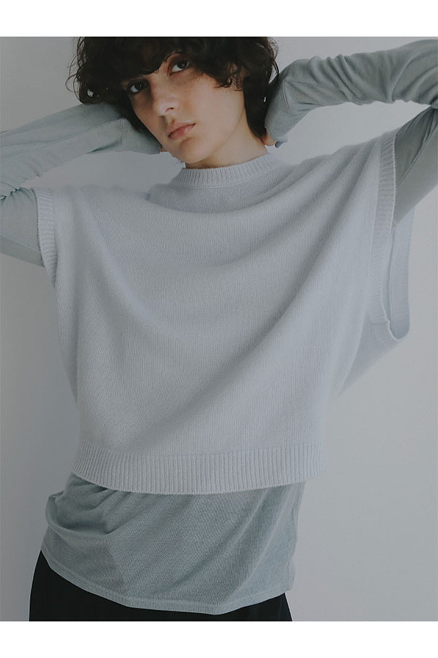 ウールカシミヤスリーブレスニットプルオーバー