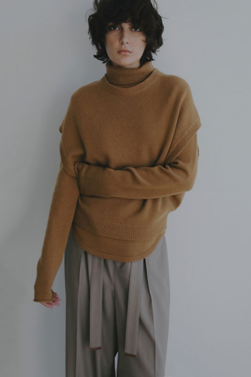ウールカシミヤスリーブレスニットプルオーバー