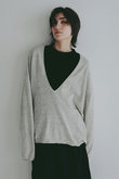 コットンリネンハイゲージネックニットプルオーバー