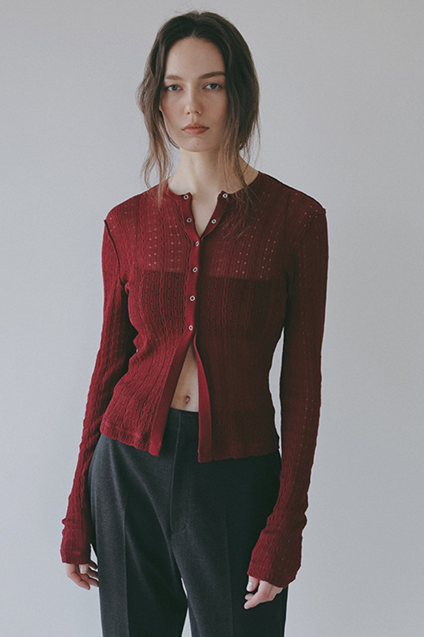 エトレトウキョウ/ETRE TOKYOの【4/16 19:00販売開始】【予約販売】パターンスティッチシアーニットカーディガン(バーガンディー/1226404029-0)