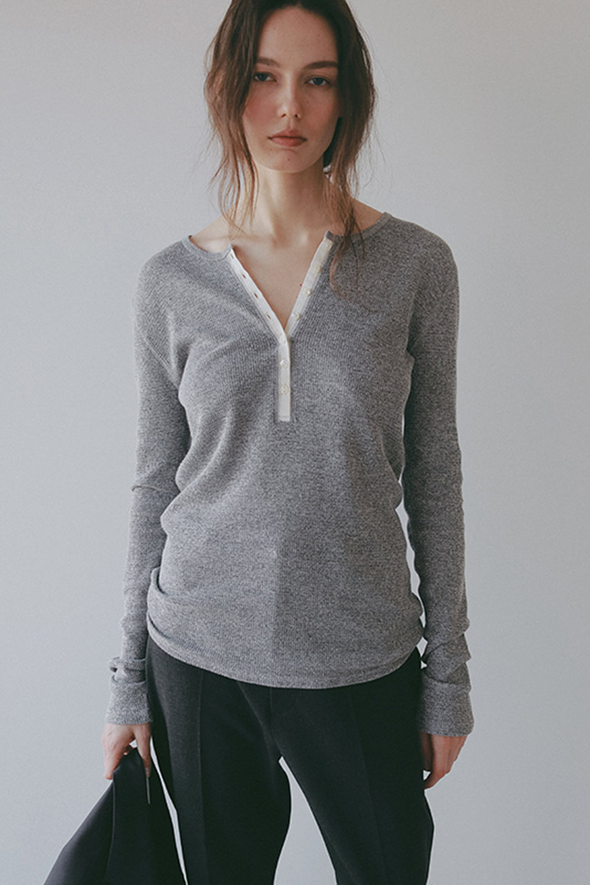 エトレトウキョウ/ETRE TOKYOの【4/16 19:00販売開始】【予約販売】シアーワッフルヘンリーネックプルオーバー(グレー/1226512036-0)