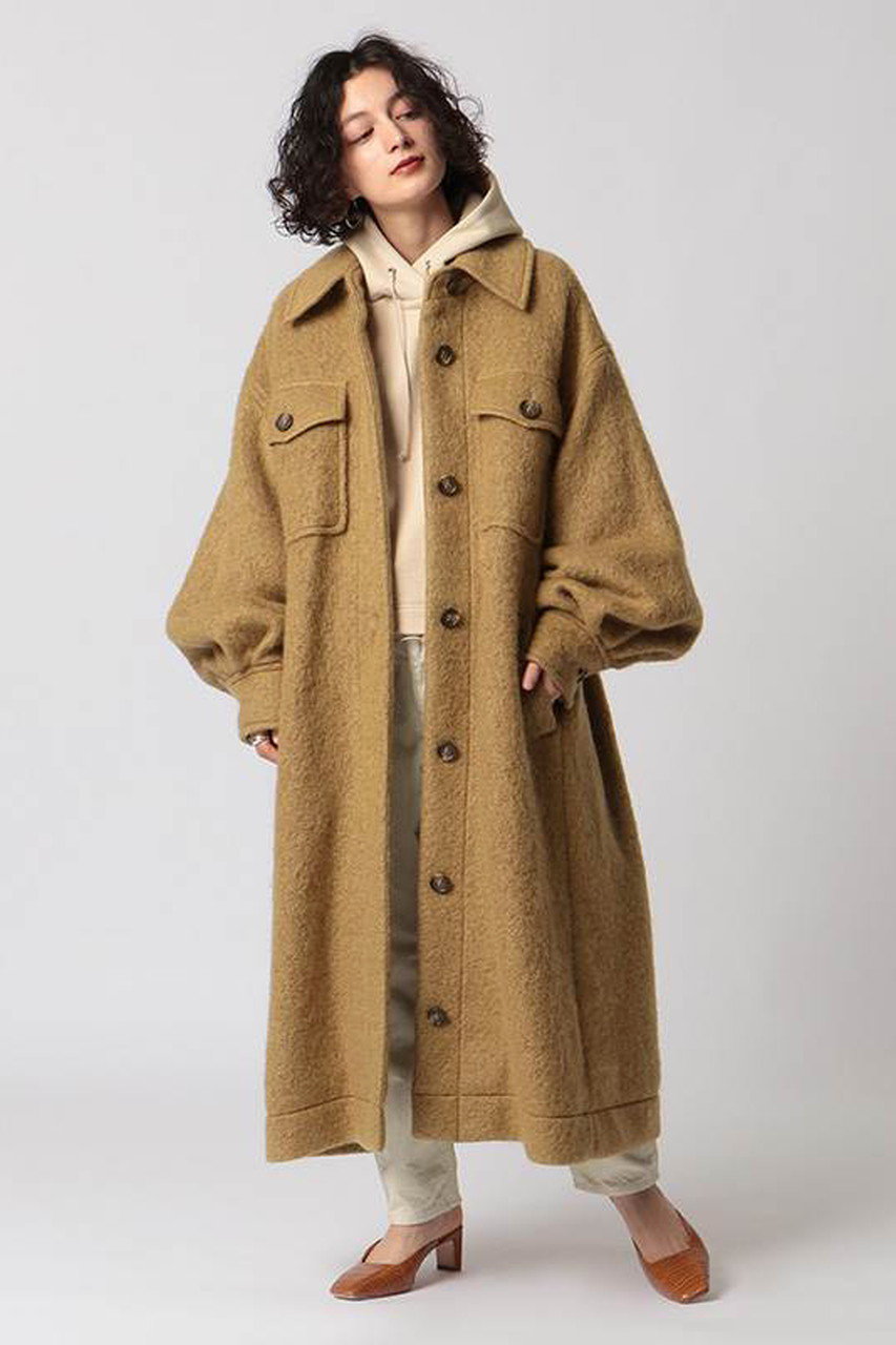 Etre Tokyo エトレトウキョウ ウォームロングシャツコート ベージュ の通販 Elleshop エル ショップ
