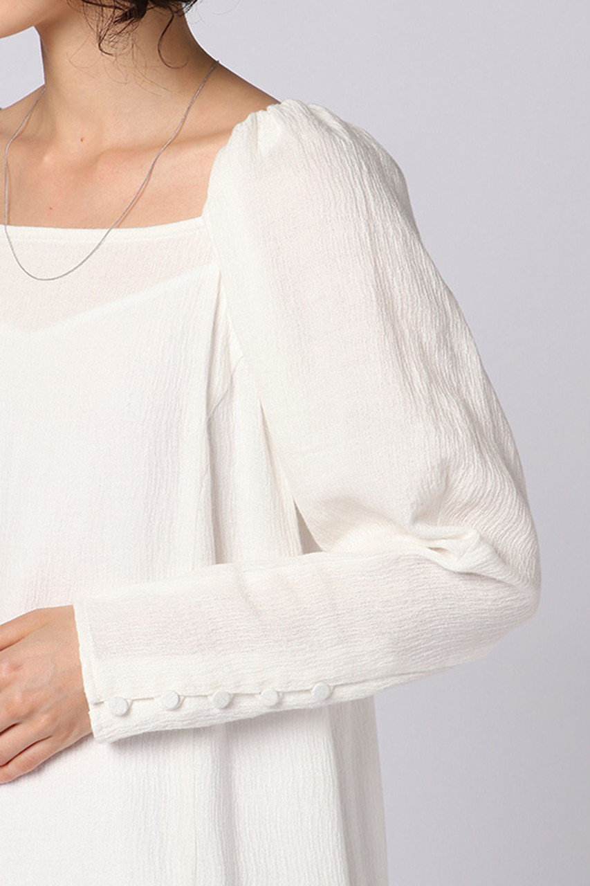 Etre Tokyo エトレトウキョウ コットンリネンスクエアネックワンピース ホワイト の通販 Elleshop エル ショップ