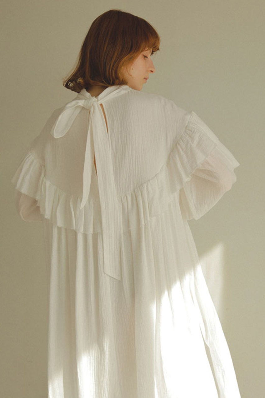 Etre Tokyo エトレトウキョウ ロールカラーフリルワンピース ホワイト の通販 Elleshop エル ショップ