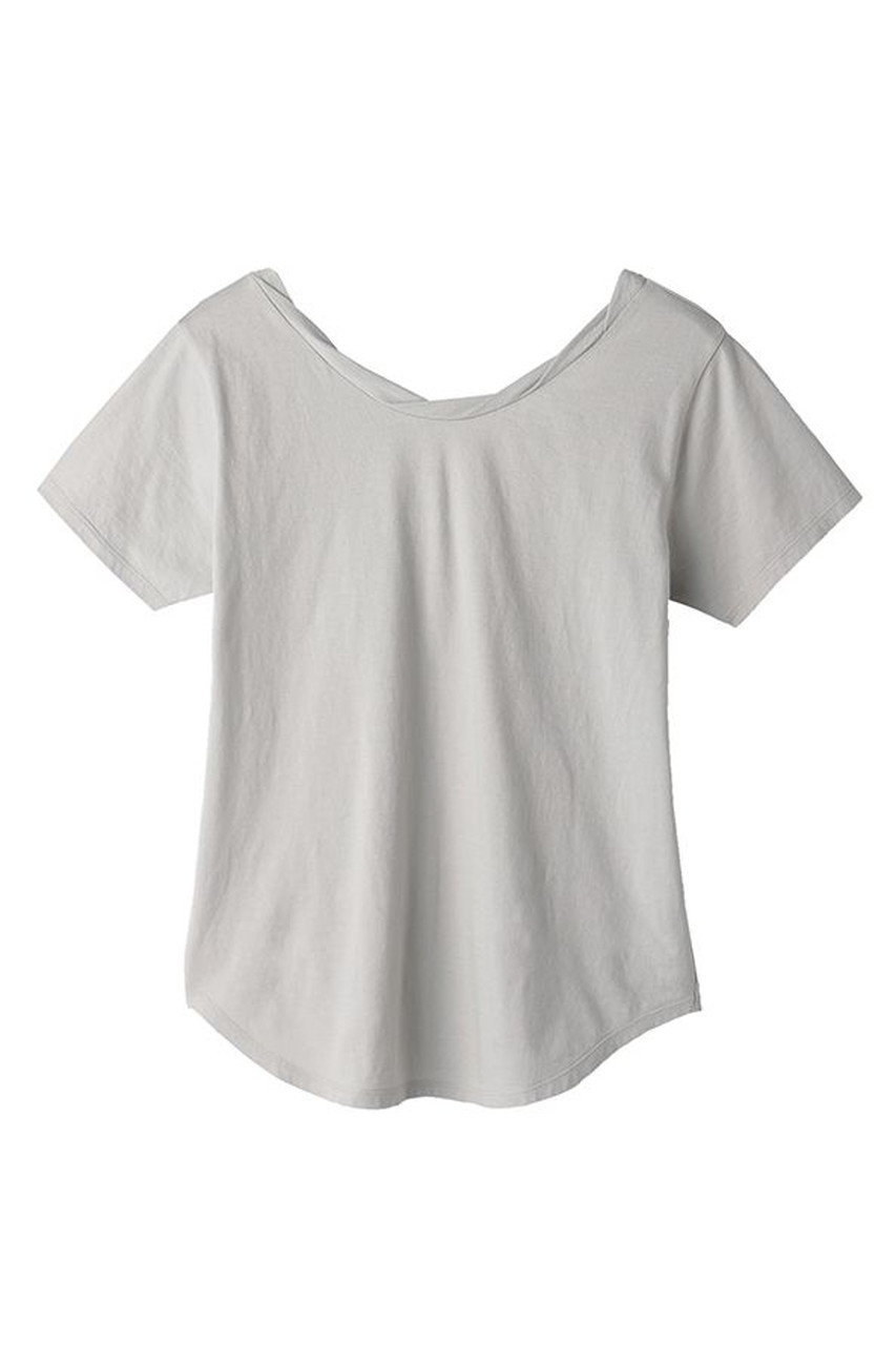 ETRE TOKYO エトレトウキョウ オープンバックツイストネックTシャツ ライトグレー