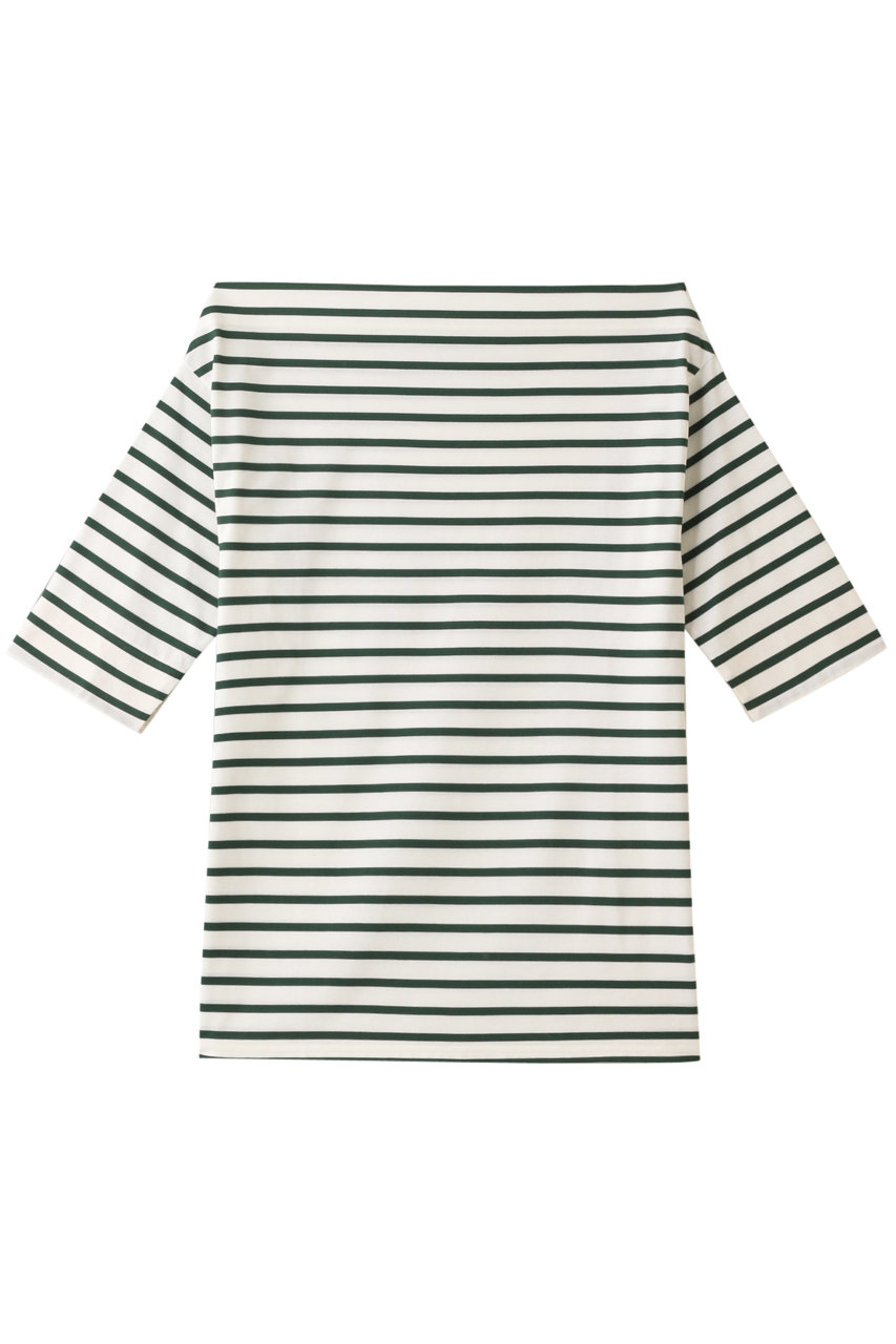 ETRE TOKYO エトレトウキョウ ボートネックボーダールーズTシャツ GREEN