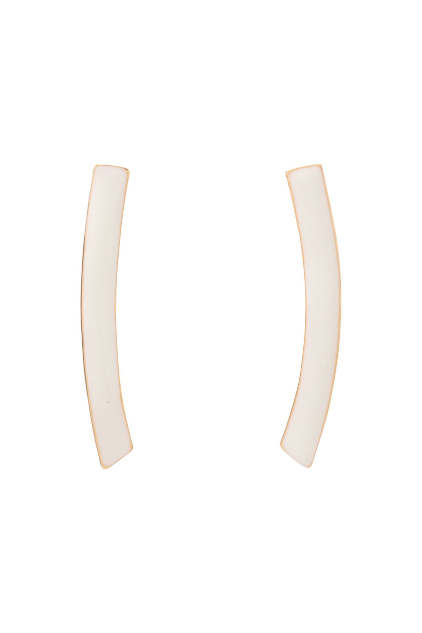 CECILE ET JEANNE エマイユ ホワイト カーブピアス (ホワイト, F) セシル・エ・ジャンヌ ELLE SHOP