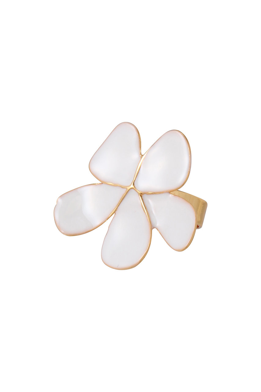 セシル・エ・ジャンヌ/CECILE ET JEANNEのエマイユ ホワイト フルールリング(ホワイト/DPCABARETBAGUE3-DORE BLAN)