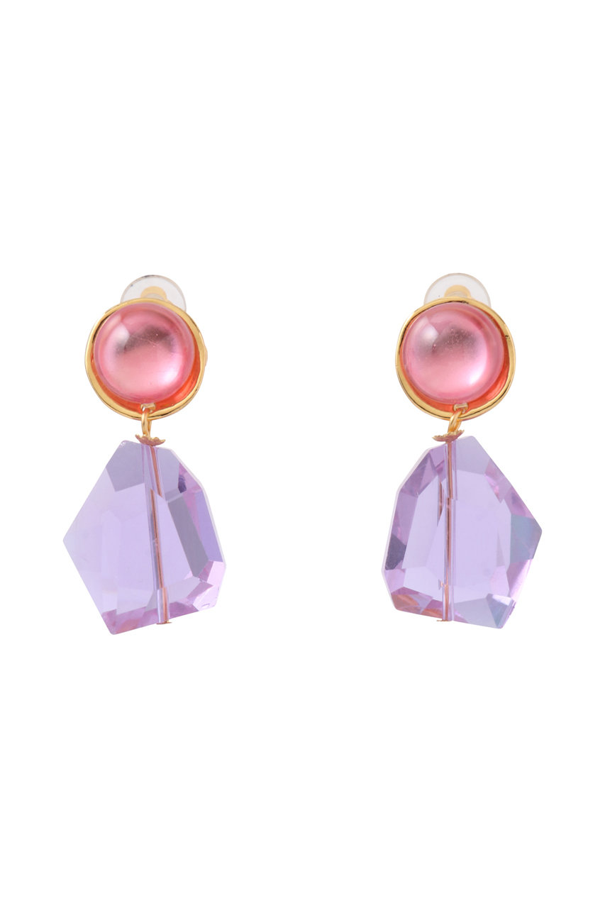 CECILE ET JEANNE ルミエール クリスタルカットイヤリング (ローズ×バイオレット, F) セシル・エ・ジャンヌ ELLE SHOP CECILE ET JEANNE ルミエール クリスタルカットイヤリング (ローズ×バイオレット, F) セシル・エ・ジャンヌ ELLE SHOP