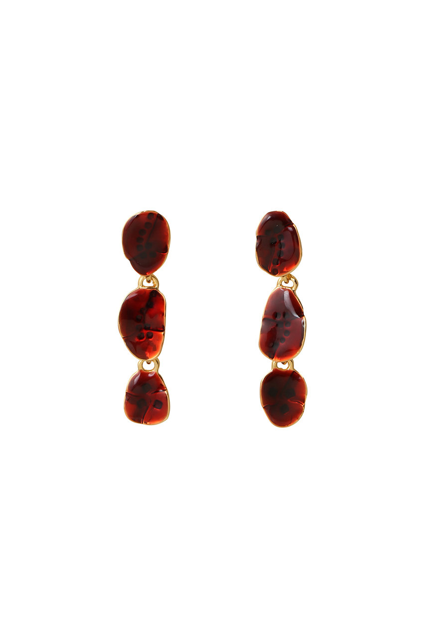 エマイユ ルージュ 3連ドロップピアス