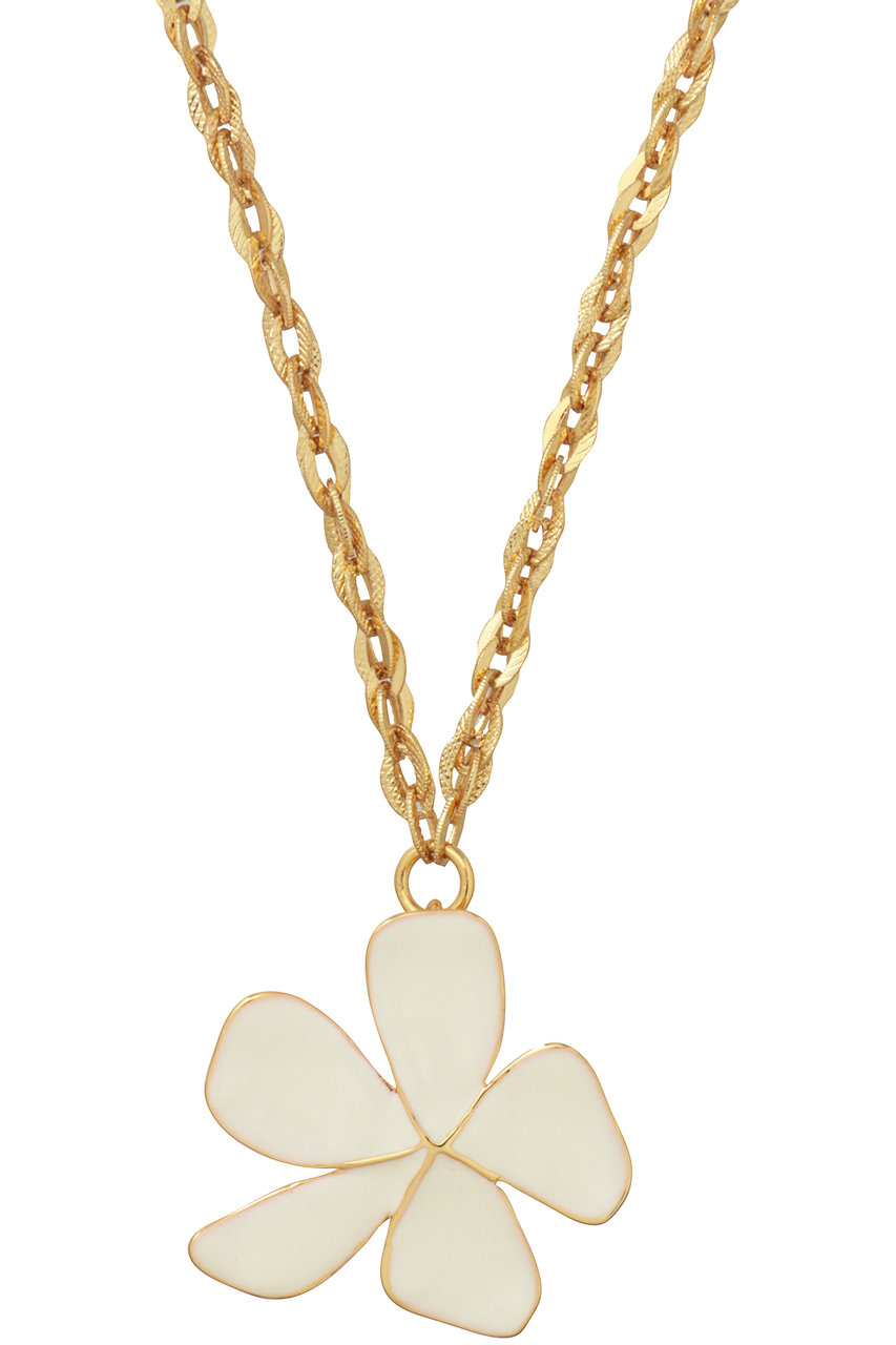 セシル・エ・ジャンヌ/CECILE ET JEANNEのエマイユ ホワイト フルール チェーンネックレス(ゴールド×ホワイト/DCABARETPEN2-DORE BLANC)