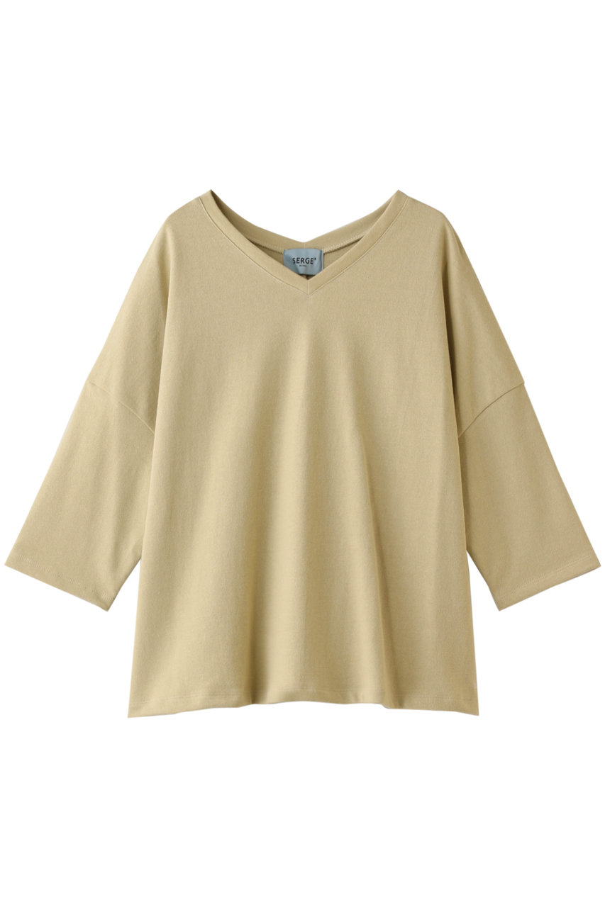 SALE 【60%OFF】 SERGE de bleu サージ WカラーVネックTシャツ サンドベージュ