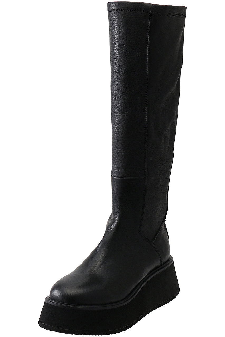 ph7+(ピアッカセッテ)｜ラウンドトウストレッチ厚底ロングブーツ