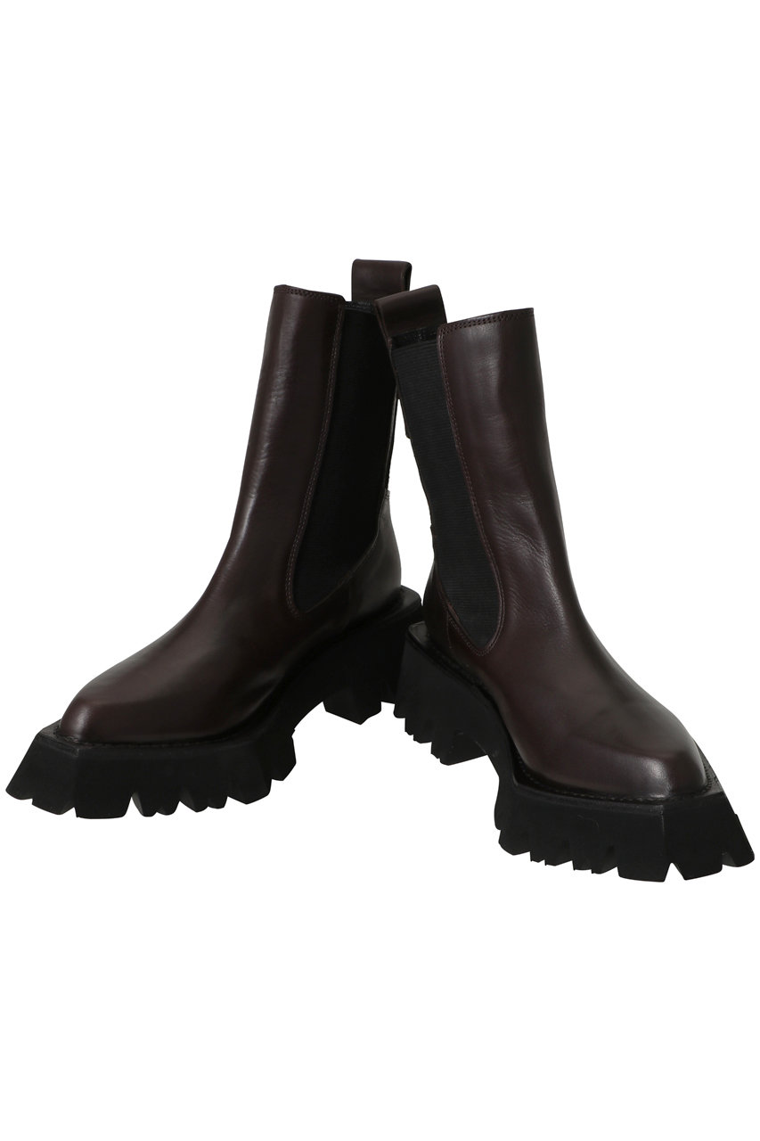 BOTTEGA ブロックブーツ　ブラック ph7+(ピアッカセッテ)｜ブロックソールポインテッドトウブーツ