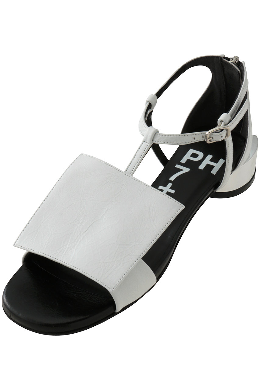 ピアッカセッテ/ph7+のスクエアモチーフTストラップサンダル(ホワイト/P1S0328)
