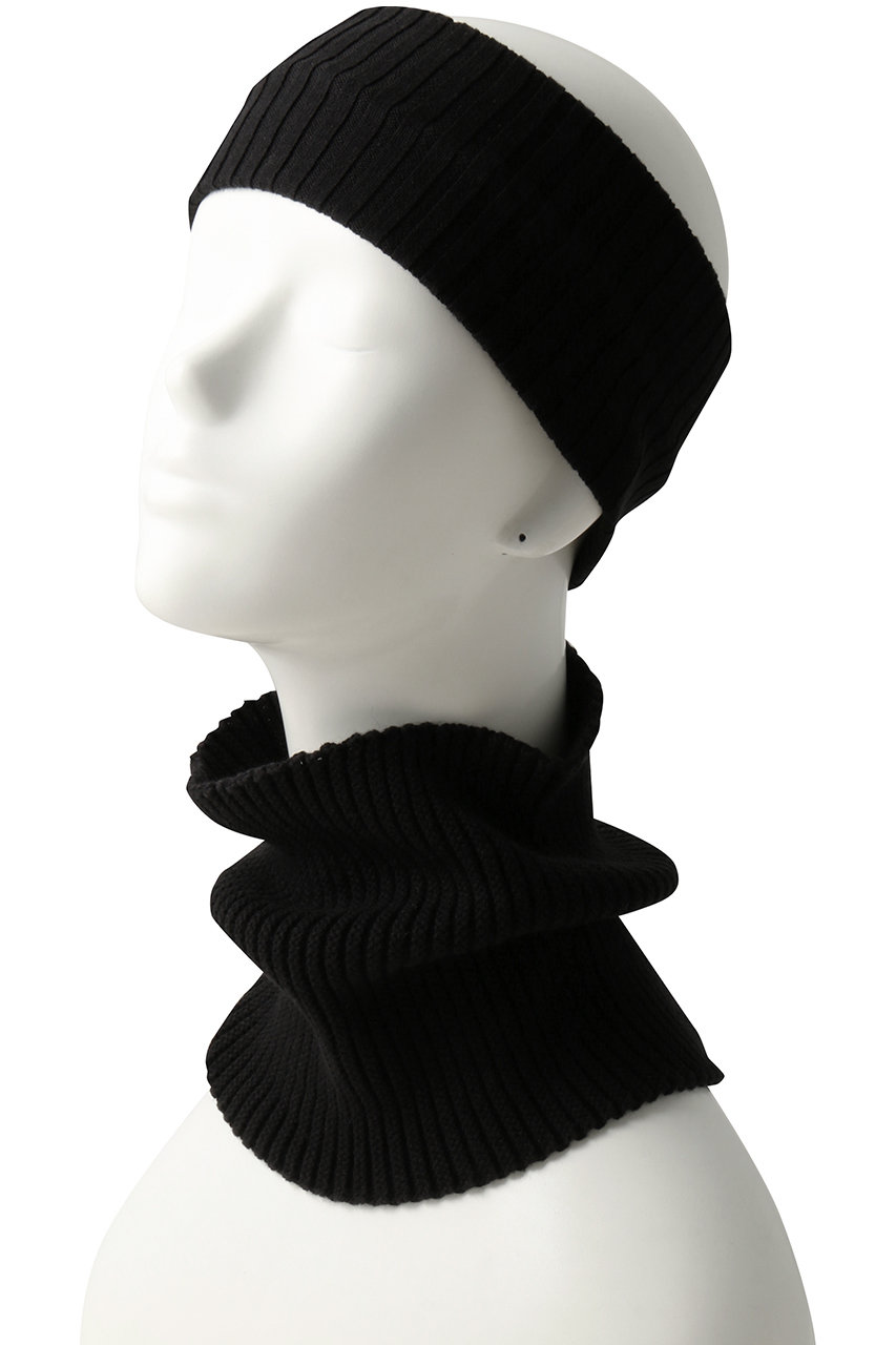 キジマ タカユキ/KIJIMA TAKAYUKIのコットンカシミアニットヘッドバンド＆ネックウォーマー(ブラック/WKNY252810)