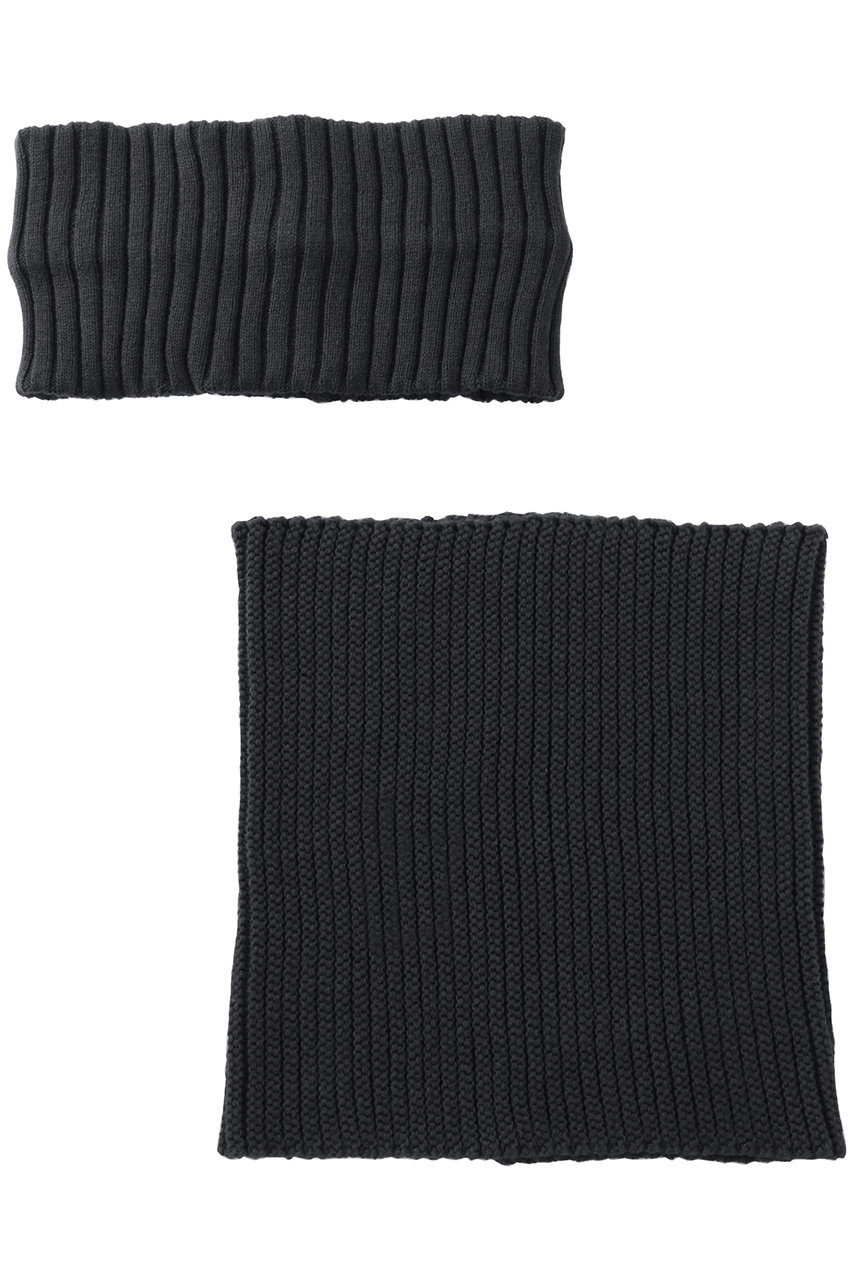 キジマ タカユキ/KIJIMA TAKAYUKIのコットンカシミアニットヘッドバンド＆ネックウォーマー(チャコールグレー/WKNY252810)