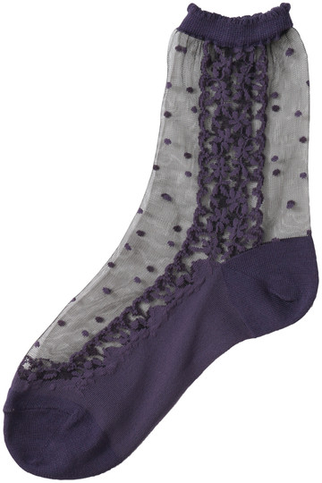 Katakura Silk カタクラシルク シールスーソックス ブラック×パープル