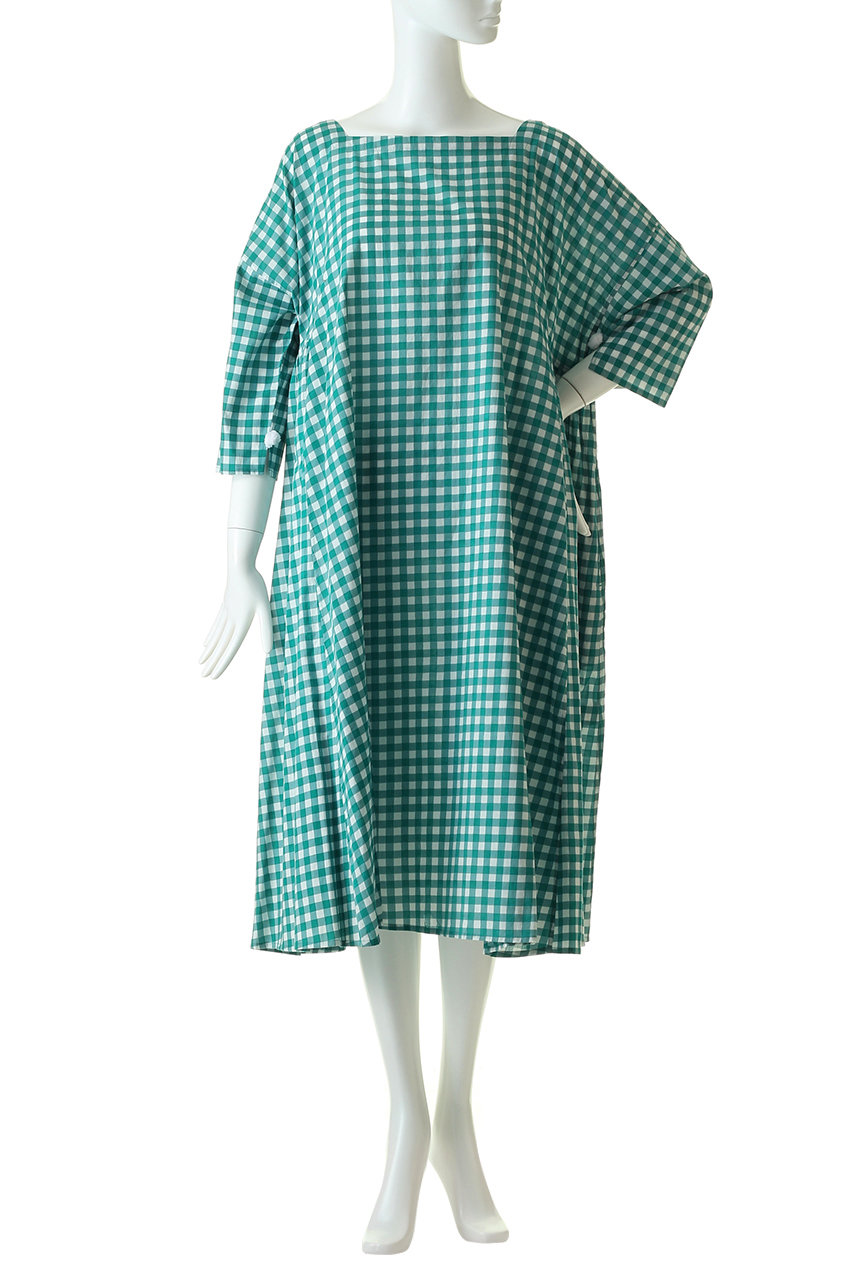 House Of Lotus チェックスクエアギャザーワンピース グリーン の通販 Elleshop エル ショップ