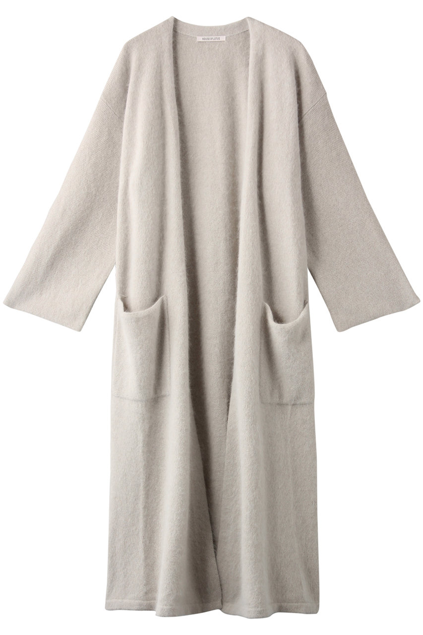 SALE 【50%OFF】 HOUSE OF LOTUS ハウス オブ ロータス アンゴラファーニットロングカーディガン ライトグレー