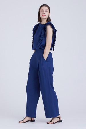 リネンフリルショルダーブラウス