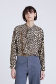 レオパードプリントボウタイブラウス