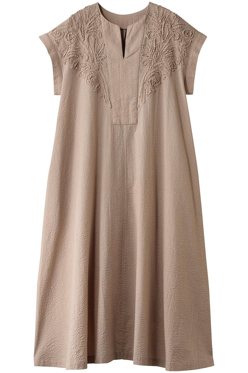 HOUSE OF LOTUS エンブロイダリーサッカーフレンチスリーブワンピース (【ELLESHOP別注】ベージュ, M) ハウス オブ ロータス ELLE SHOP HOUSE OF LOTUS エンブロイダリーサッカーフレンチスリーブワンピース (【ELLESHOP別注】ベージュ, M) ハウス オブ ロータス ELLE SHOP