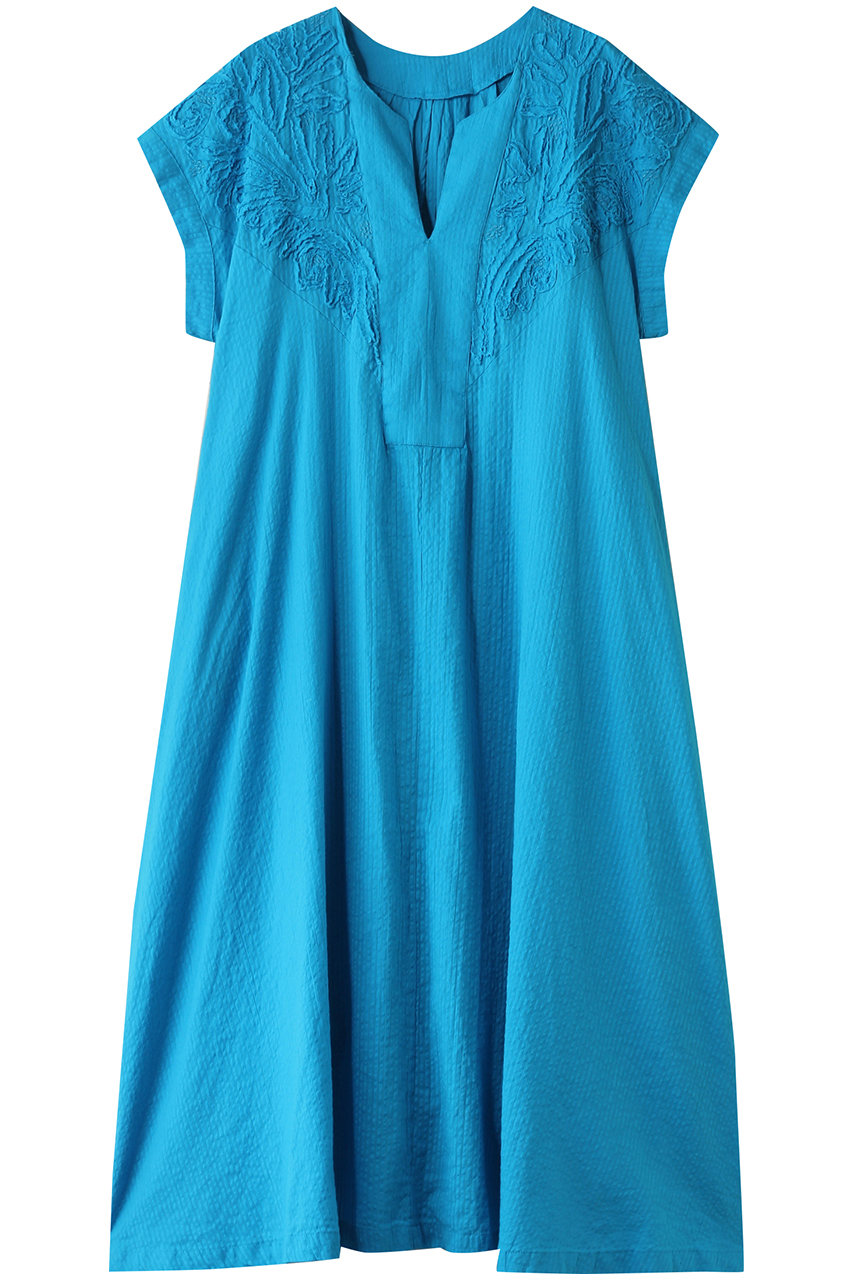 HOUSE OF LOTUS エンブロイダリーサッカーフレンチスリーブワンピース (ターコイズ, M) ハウス オブ ロータス ELLE SHOP HOUSE OF LOTUS エンブロイダリーサッカーフレンチスリーブワンピース (ターコイズ, M) ハウス オブ ロータス ELLE SHOP