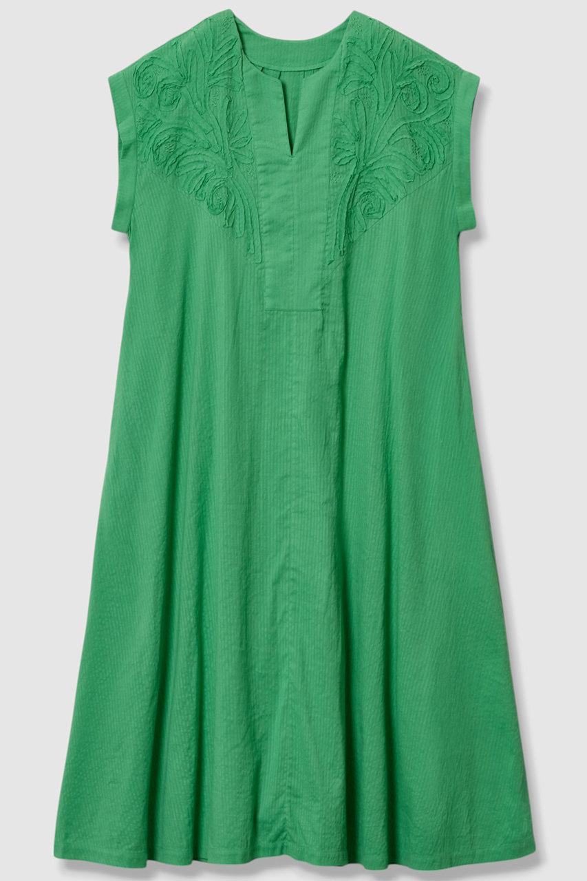 HOUSE OF LOTUS エンブロイダリーサッカーフレンチスリーブワンピース (グリーン, M) ハウス オブ ロータス ELLE SHOP HOUSE OF LOTUS エンブロイダリーサッカーフレンチスリーブワンピース (グリーン, M) ハウス オブ ロータス ELLE SHOP