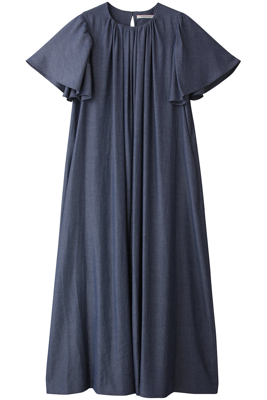 HOUSE OF LOTUS ナチュラルシャンブレーギャザーワンピース (ブルー, M) ハウス オブ ロータス ELLE SHOP HOUSE OF LOTUS ナチュラルシャンブレーギャザーワンピース (ブルー, M) ハウス オブ ロータス ELLE SHOP