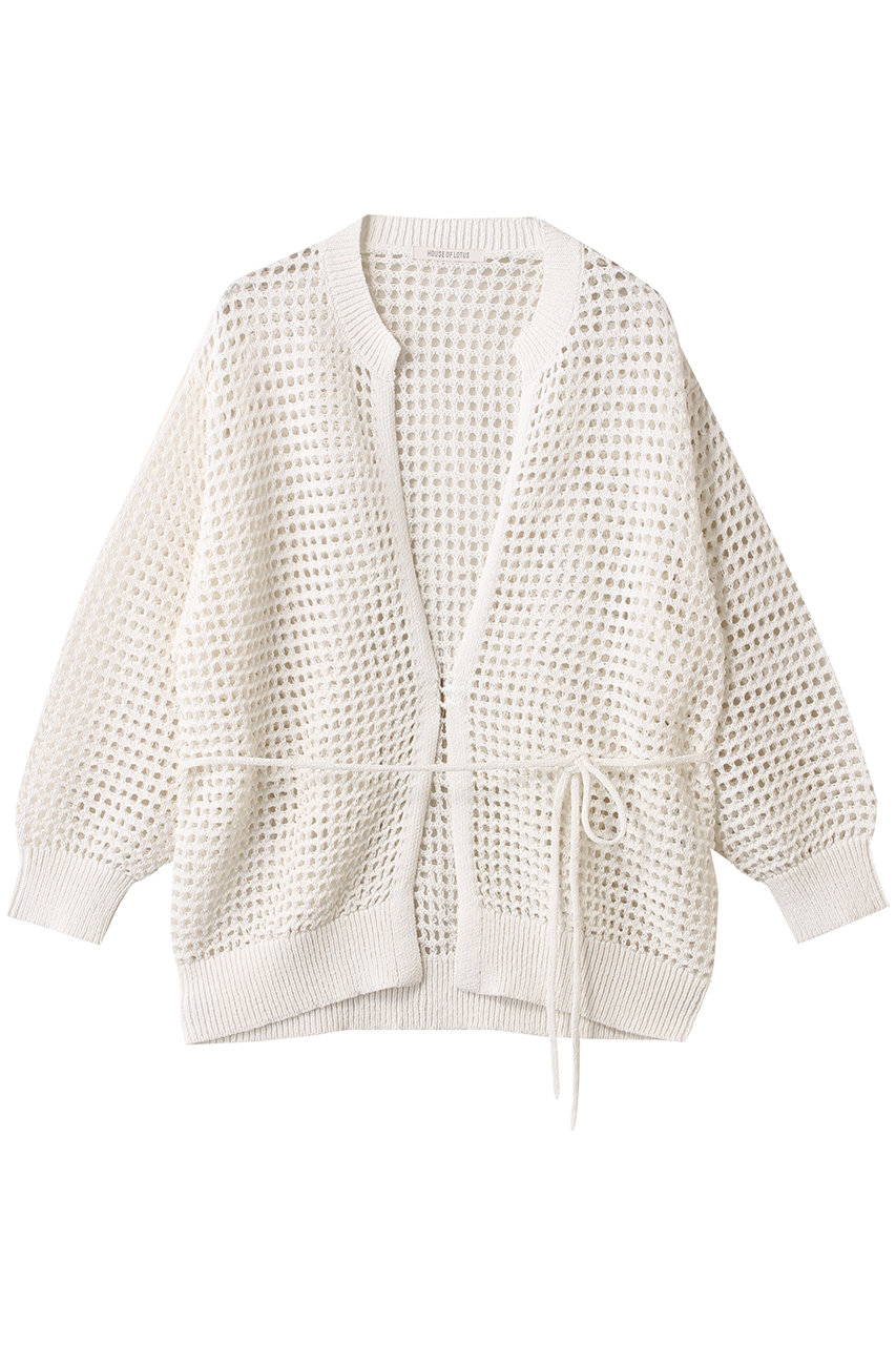 HOUSE OF LOTUS ペーパーポリエステルボタンレスカーディガン (ホワイト, M) ハウス オブ ロータス ELLE SHOP HOUSE OF LOTUS ペーパーポリエステルボタンレスカーディガン (ホワイト, M) ハウス オブ ロータス ELLE SHOP