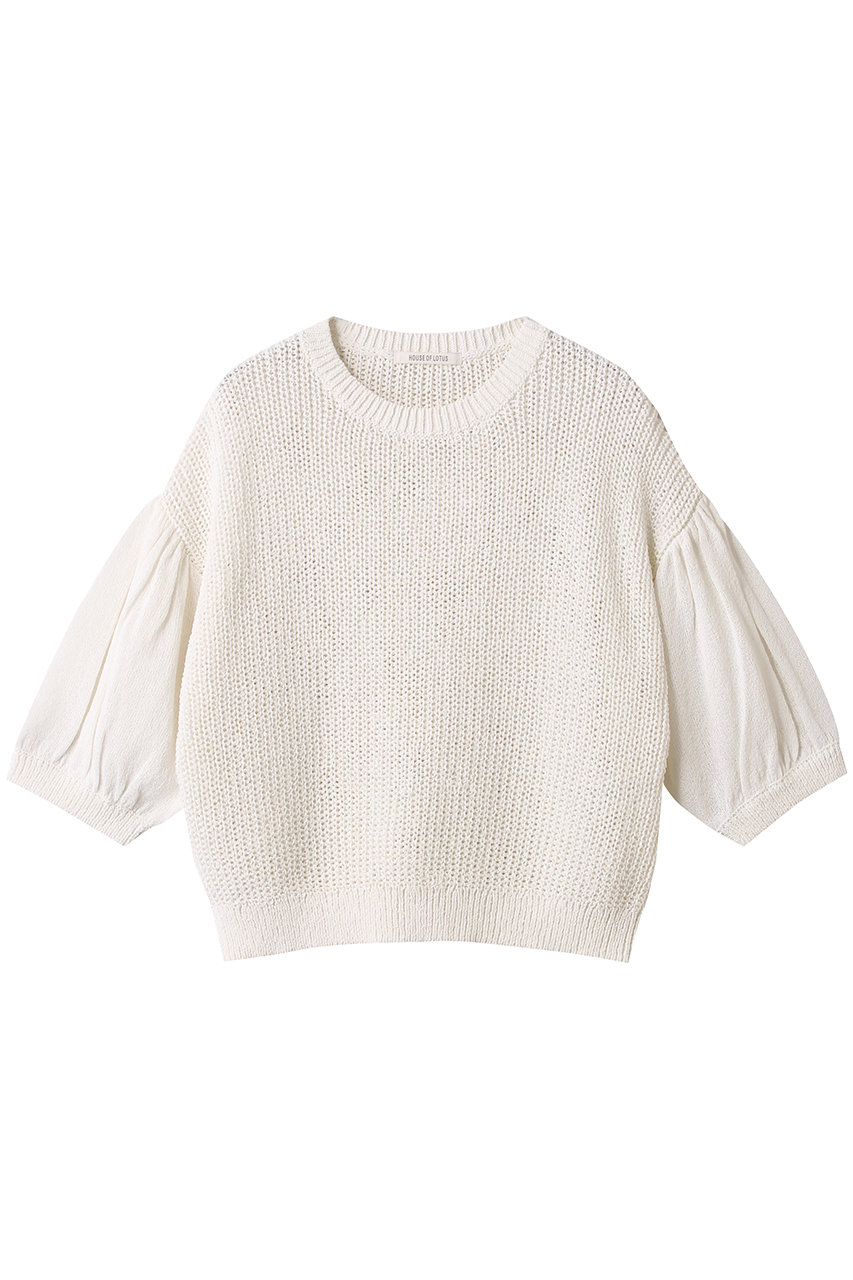 HOUSE OF LOTUS ペーパーポリエステルパフスリーブプルオーバー (ホワイト, M) ハウス オブ ロータス ELLE SHOP HOUSE OF LOTUS ペーパーポリエステルパフスリーブプルオーバー (ホワイト, M) ハウス オブ ロータス ELLE SHOP