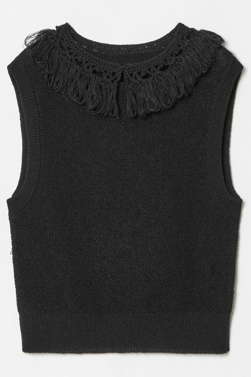 HOUSE OF LOTUS ミックスヤーンデタッチャブルカラープルオーバー (ブラック, M) ハウス オブ ロータス ELLE SHOP HOUSE OF LOTUS ミックスヤーンデタッチャブルカラープルオーバー (ブラック, M) ハウス オブ ロータス ELLE SHOP