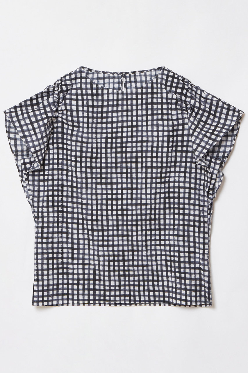 HOUSE OF LOTUS サッカーギンガムチェックブラウス (ネイビー, M) ハウス オブ ロータス ELLE SHOP HOUSE OF LOTUS サッカーギンガムチェックブラウス (ネイビー, M) ハウス オブ ロータス ELLE SHOP