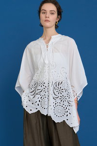 house of lotus シフリー刺繍ロングガウンホワイト