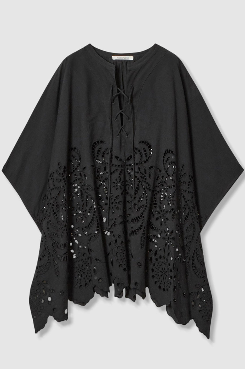 HOUSE OF LOTUS シフリー刺繍ポンチョブラウス (ブラック, M) ハウス オブ ロータス ELLE SHOP HOUSE OF LOTUS シフリー刺繍ポンチョブラウス (ブラック, M) ハウス オブ ロータス ELLE SHOP