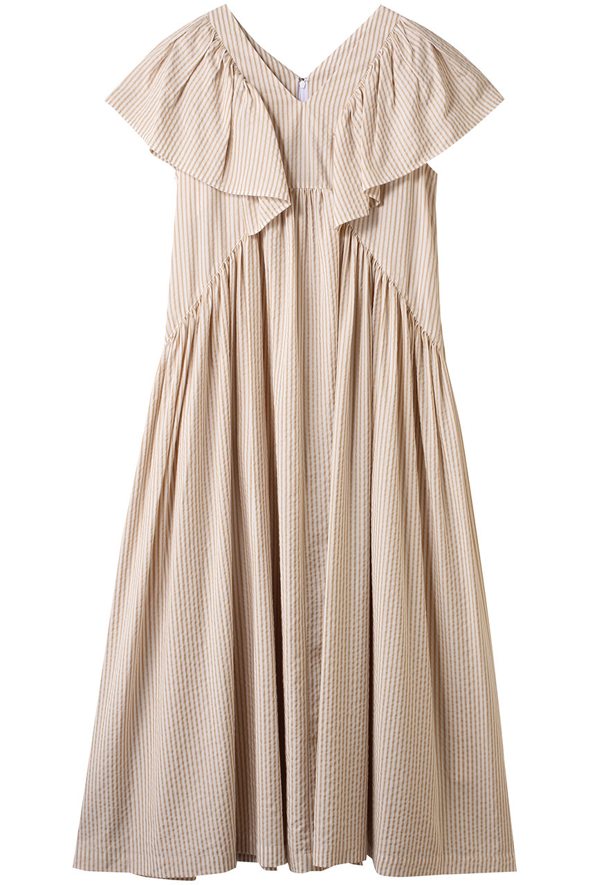 HOUSE OF LOTUS ストライプフリルスリーブワンピース (ベージュ, M) ハウス オブ ロータス ELLE SHOP HOUSE OF LOTUS ストライプフリルスリーブワンピース (ベージュ, M) ハウス オブ ロータス ELLE SHOP