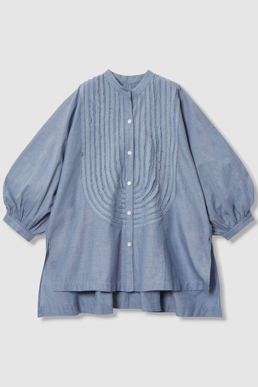 シャンブレーフリルシャツ