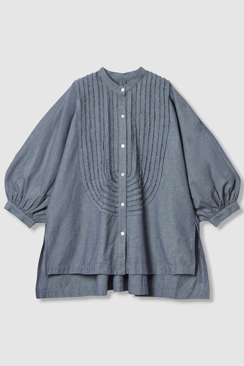 シャンブレーフリルシャツ