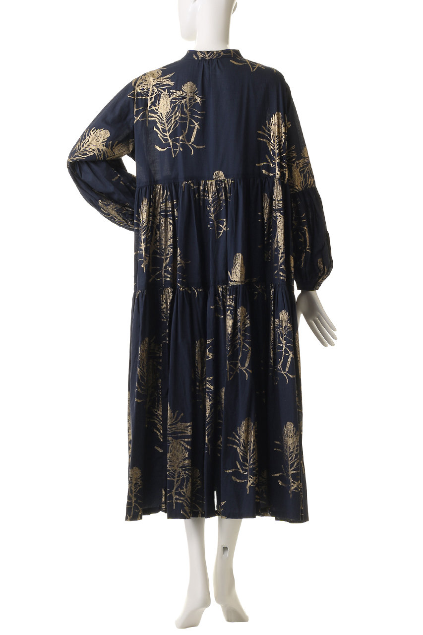 美品 ハウス オブ ロータス フロートリーフ チュニックワンピース ネイビー HOUSE OF LOTUS(ハウス オブ ロータス)｜ハクプリントティアード